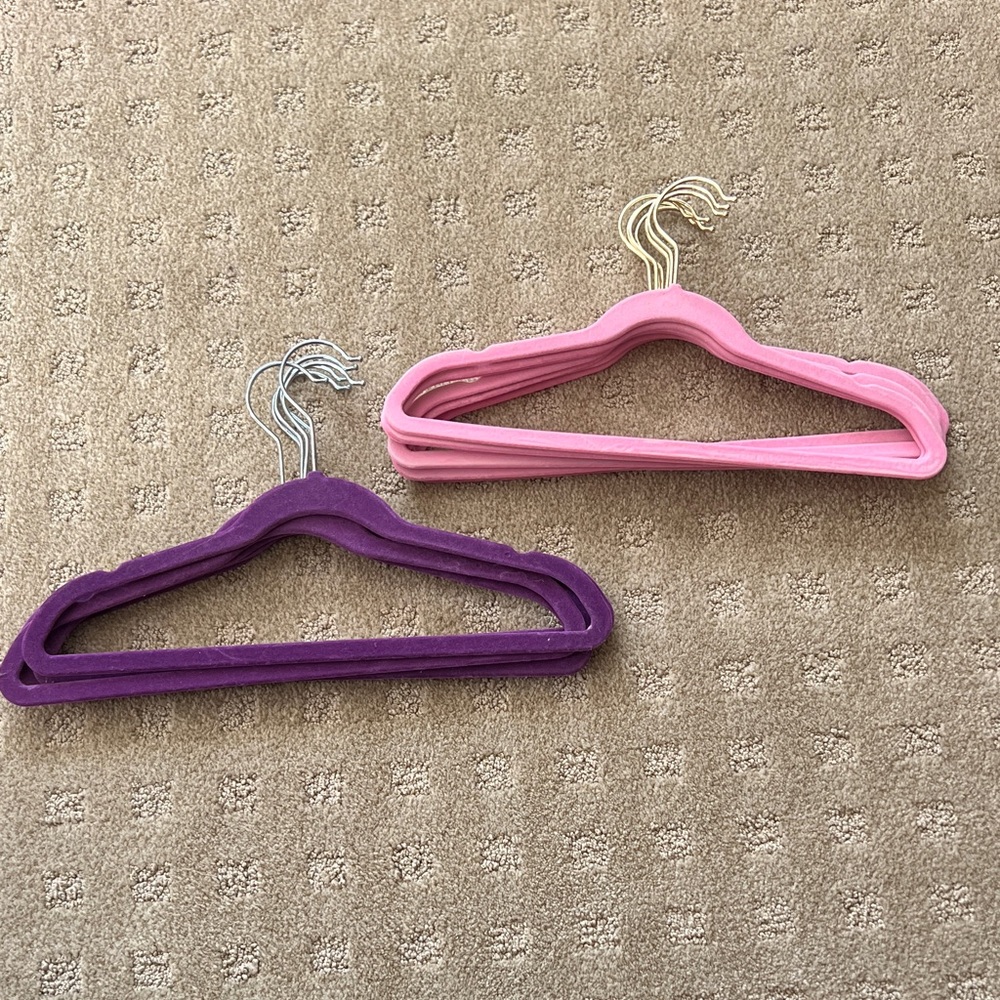 Children’s Pink (7) and Purple (6) Velvet Hangers (Free with $15+ purchase)